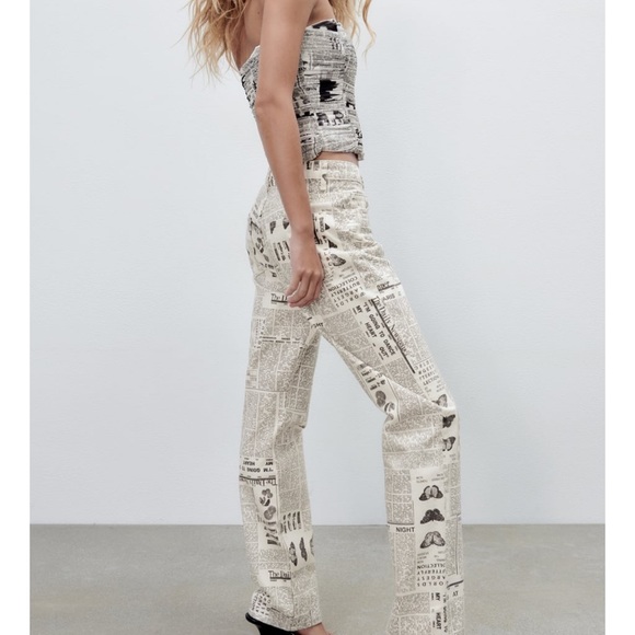 ZARA Newspaper Print Crop Top - Picture 11 of 13